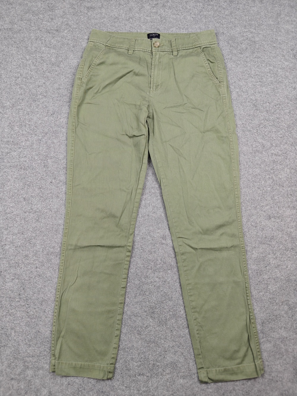 J.CREW Pants Womens 0 Green Slim Chino Tapered Twill Pockets Cotton Flat Front